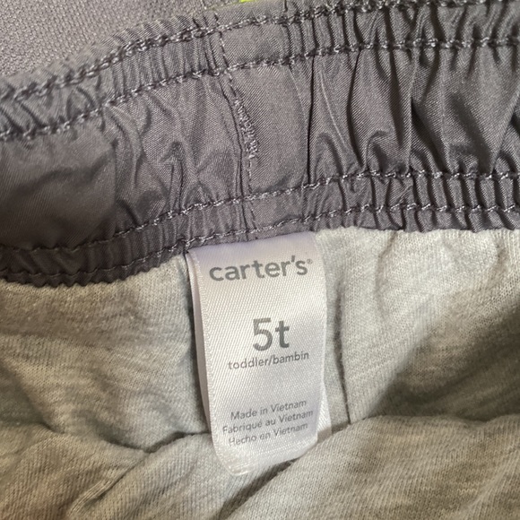 Boys Athletic Active Wear Set Zip Shirt Lined Sweatpants Workout Grey Yellow 5T - Picture 4 of 6